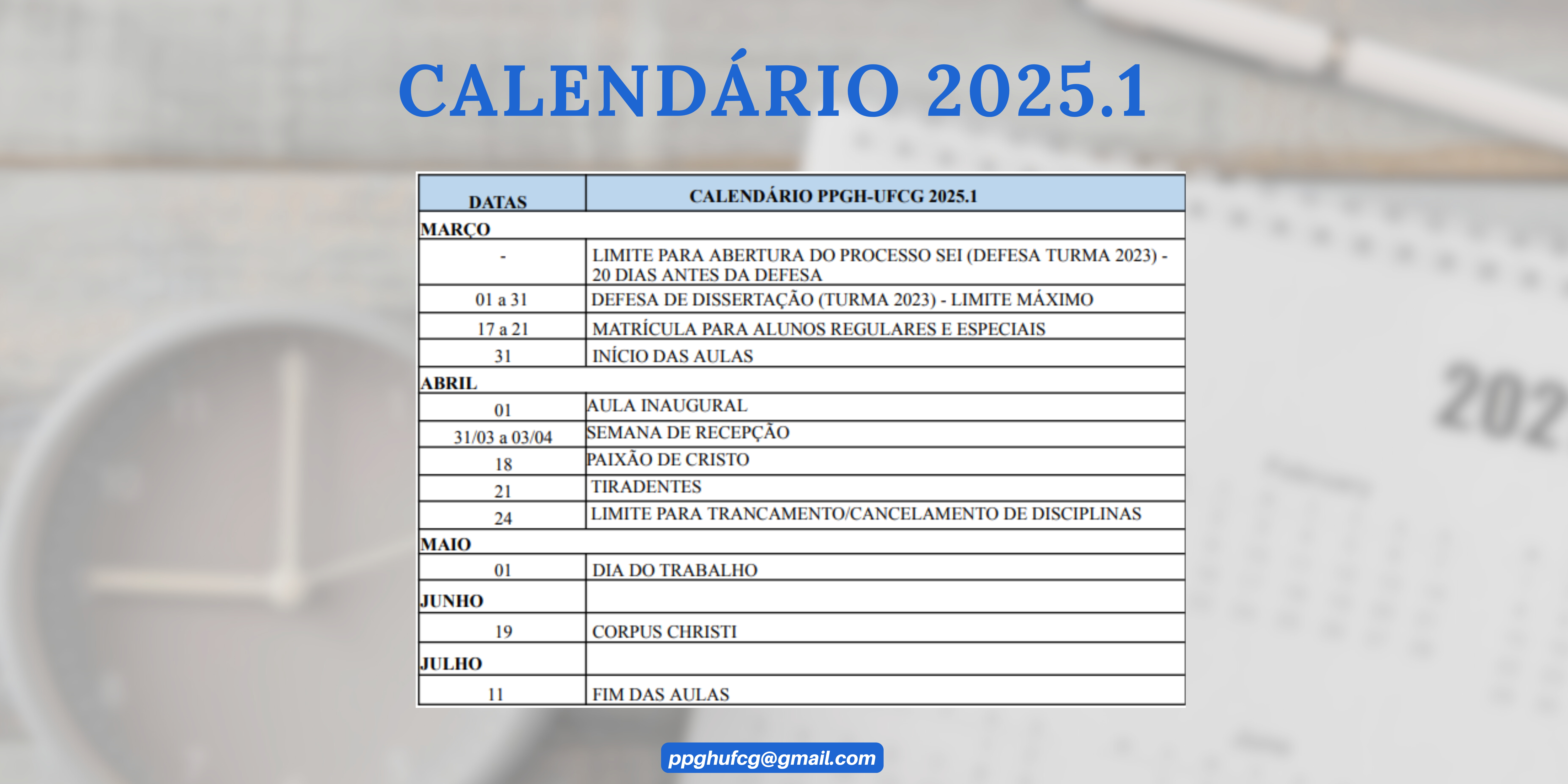 Calendário 2025.1