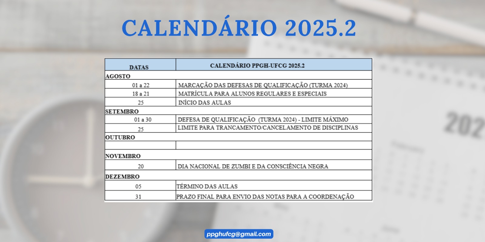 Calendário 2025.2