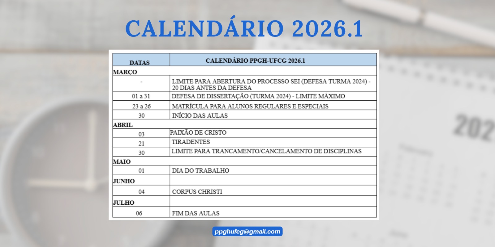 Calendário 2026.1